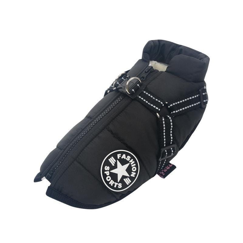 WaterproofWinterDogJacketWithBuilt-InHarness-black