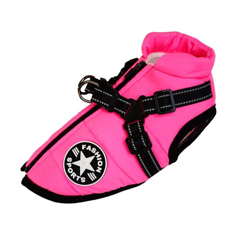 WaterproofWinterDogJacketWithBuilt-InHarness-pink