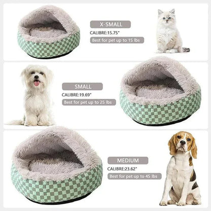 Diamond Quilt Dog Cave Bed - Premium Orthopedic Washable Gray Cave Bed for Dogs-02