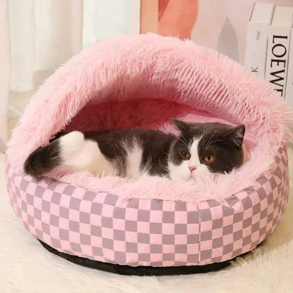 Diamond Quilt Dog Cave Bed - Premium Orthopedic Washable pink Cave Bed for Dogs
